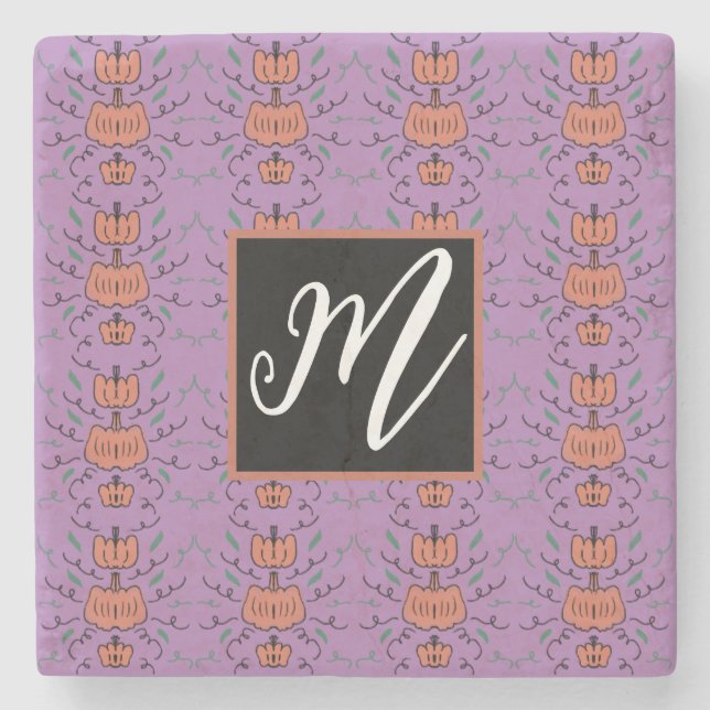 Halloween Pumpkin Doodle Seamless Mönster Stenunderlägg (Framsidan)