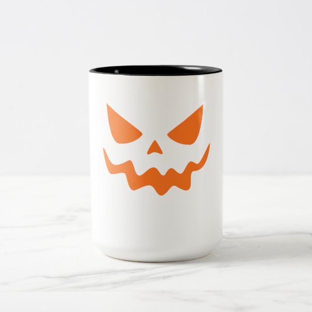 Halloween Pumpkin Face Mug – Cute & Festive Orange Två-Tonad Mugg (Center)