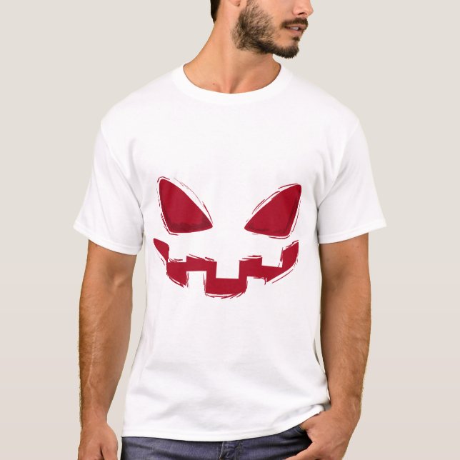 Halloween Pumpkin Face   T Shirt (Framsida)