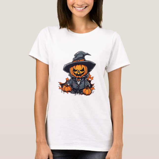 Halloween Pumpkin-Fågelskrämma Adsible Fall Decor T Shirt (Framsida)