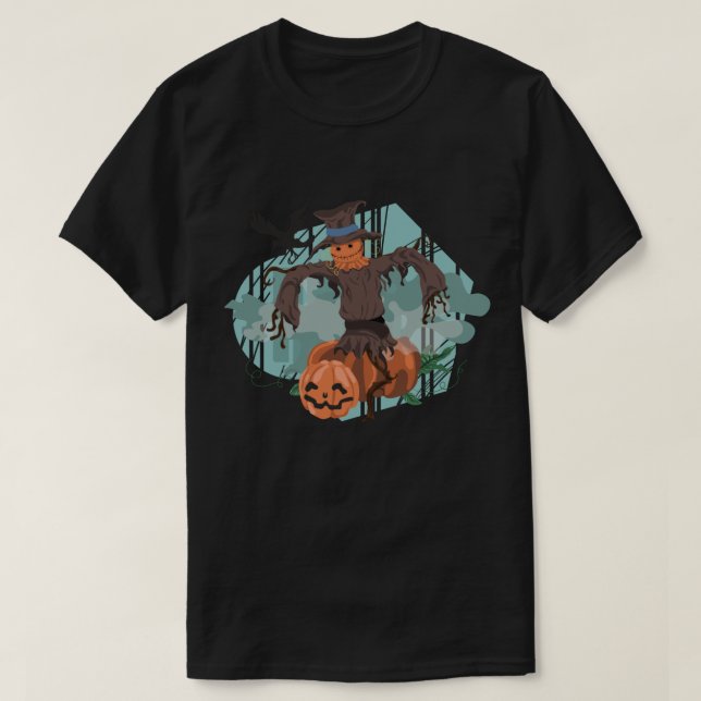 Halloween Pumpkin-Fågelskrämma T Shirt (Design framsida)