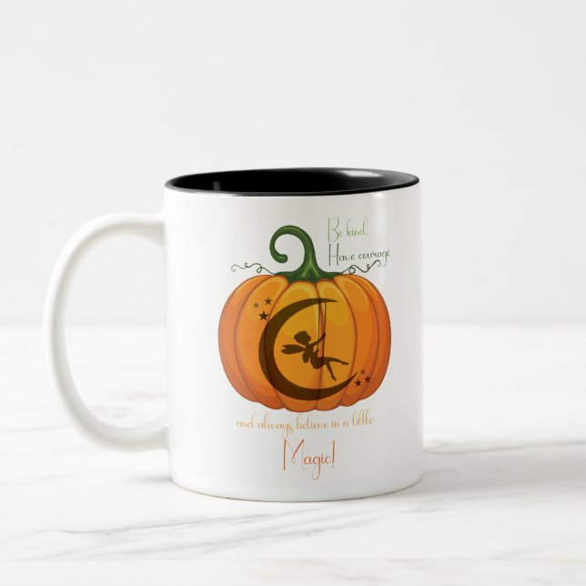 Halloween Pumpkin Fairy-design Två-Tonad Mugg (Vänster)