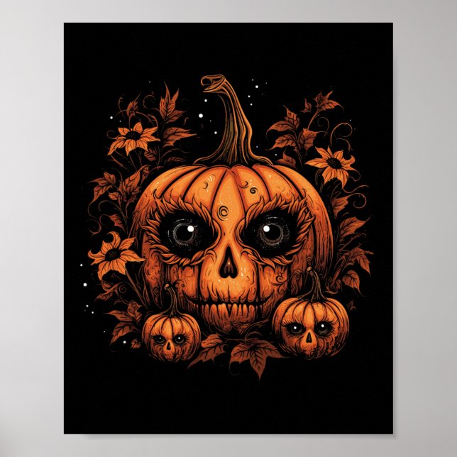 Halloween Pumpkin Fall Autumn Costume Women Poster (Framsidan)