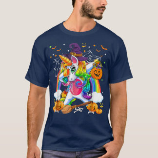 Halloween Pumpkin Fall Dabbing Unicorn Witch Rainb T Shirt