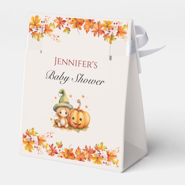 Halloween Pumpkin Fall Thanksgiving Baby Shower Presentaskar (Baksidan Sidan)