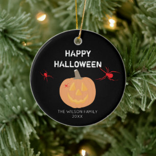 Halloween Pumpkin-familj och år Julgransprydnad Keramik