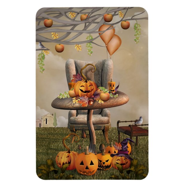 Halloween Pumpkin Feast Fantasy Art Magnet (Vertikal)