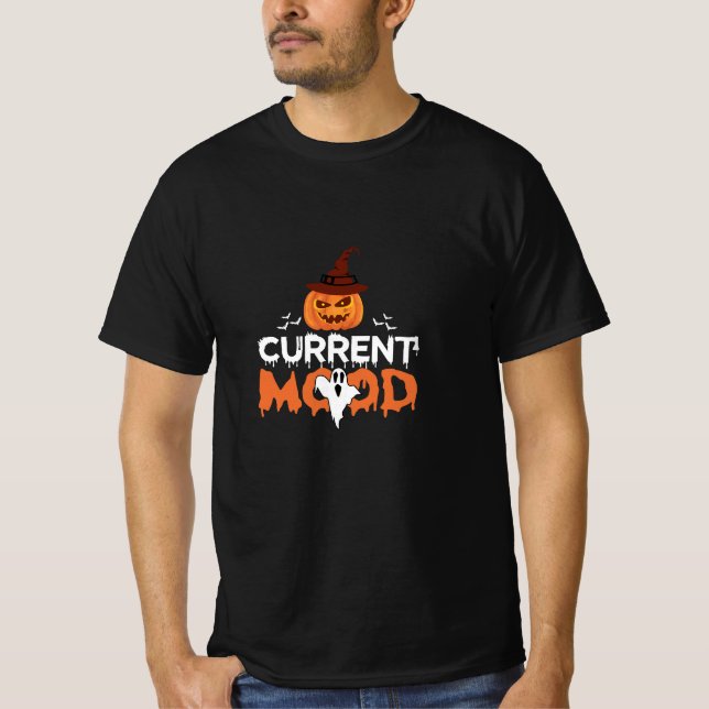Halloween Pumpkin Fladdermus Aktuell Mood Horror T Shirt (Framsida)