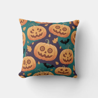 "Halloween Pumpkin & Fladdermus Mönster Cushion" Kudde