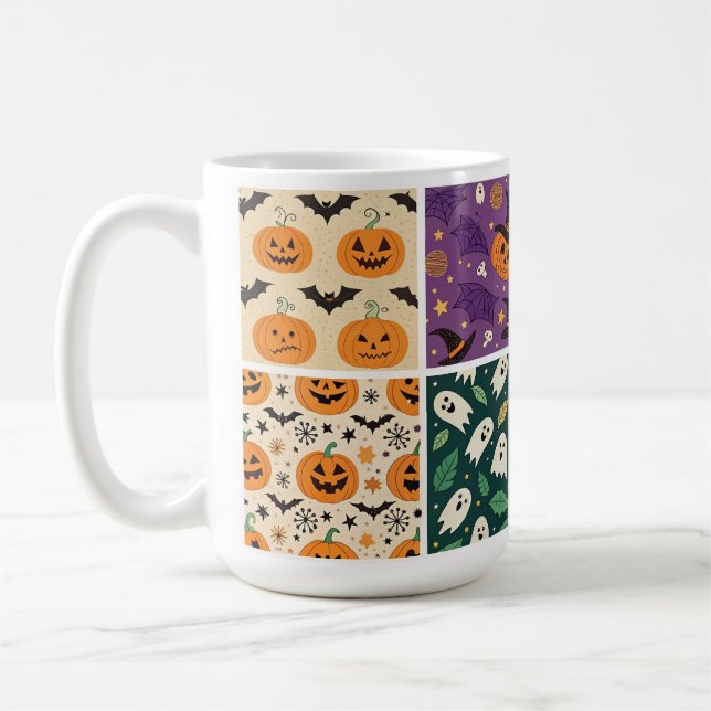 "Halloween Pumpkin Fladdermus Mönster Mugg" Kaffemugg (Vänster)