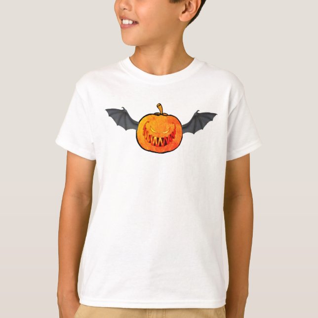 Halloween pumpkin fladdermus T-Shirt (Framsida)