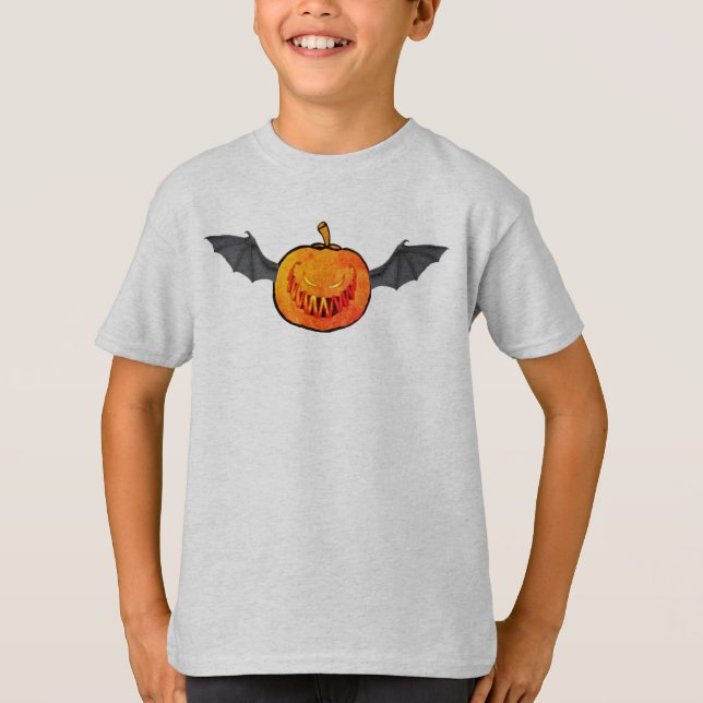 Halloween pumpkin fladdermus T-Shirt (Framsida)