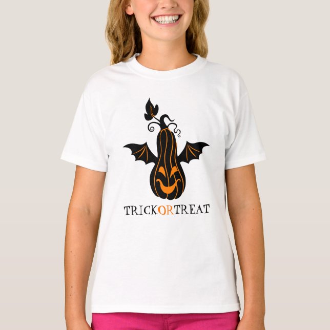 Halloween Pumpkin flammar Fladdermus T Shirt (Framsida)