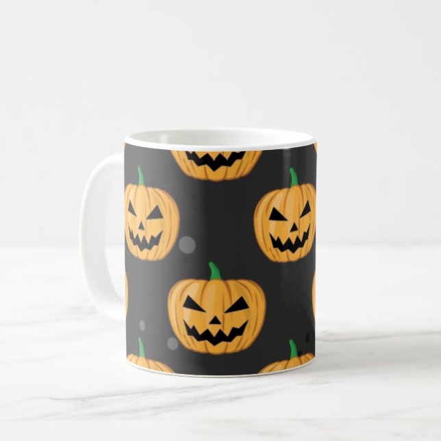 Halloween Pumpkin - Funny Mönster Kaffemugg (Framsida vänster)