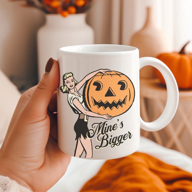 Halloween Pumpkin Funny Retro Orange Mines Bigger Kaffemugg (Skapare uppladdad)