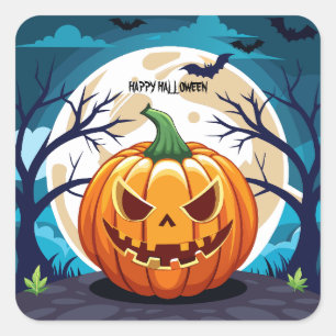 Halloween Pumpkin Fyrkantigt Klistermärke
