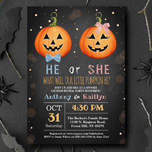 Halloween Pumpkin Gender Reveal Party Inbjudningar