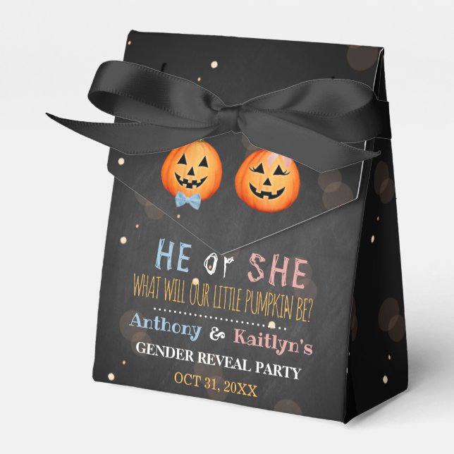 Halloween Pumpkin Gender Reveal Party Presentaskar (Framsidan Sidan)