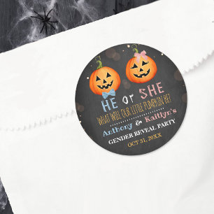 Halloween Pumpkin Gender Reveal Party Runt Klistermärke