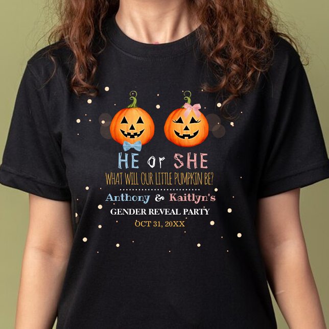 Halloween Pumpkin Gender Reveal Party T Shirt (Skapare uppladdad)