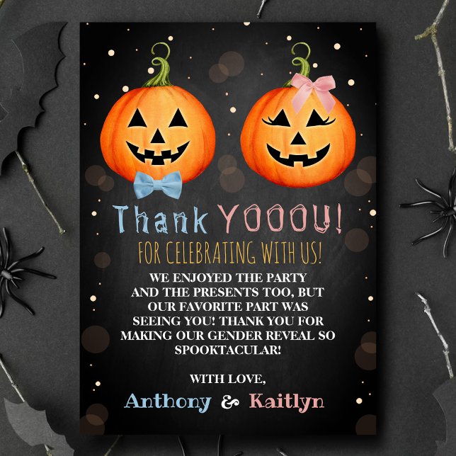 Halloween Pumpkin Gender Reveal Party Tack Kort (Skapare uppladdad)