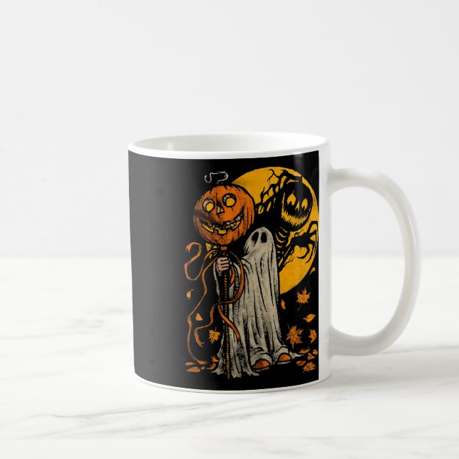 Halloween Pumpkin Ghost Höst löv Graphic Art Kaffemugg (Höger)