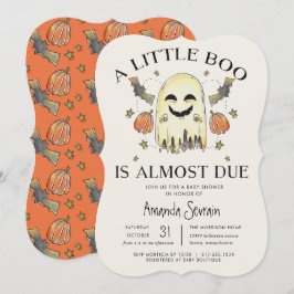 Halloween Pumpkin Ghost Little Boo Baby Shower Inbjudningar