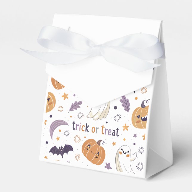 "Halloween Pumpkin Ghost och Fladdermus Favor Box" Presentaskar (Framsidan Sidan)