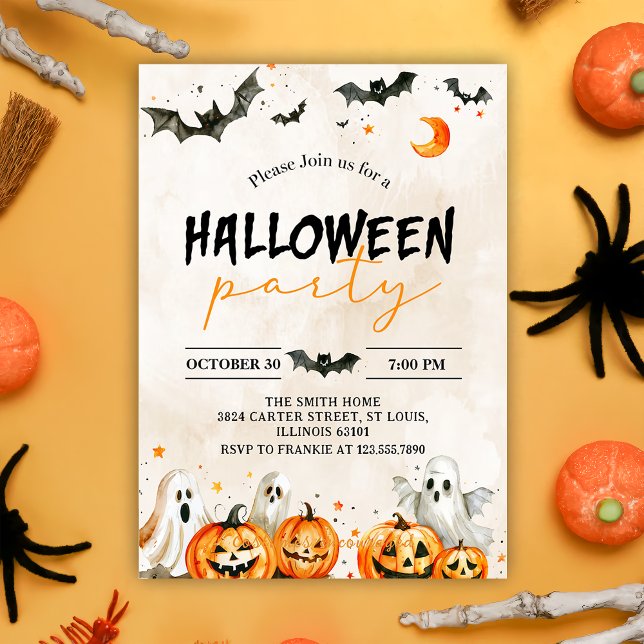 Halloween Pumpkin Ghost Party-inbjudan Inbjudningar (Skapare uppladdad)