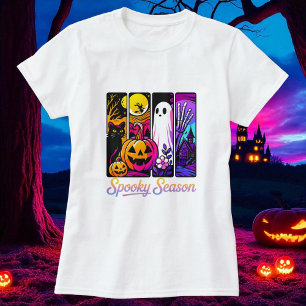 Halloween Pumpkin Ghost Pop Art Retro T Shirt
