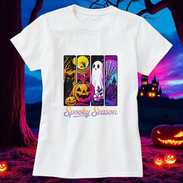 Halloween Pumpkin Ghost Pop Art Retro T Shirt (Skapare uppladdad)
