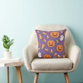 Halloween Pumpkin & Ghost Square Pillow Kudde