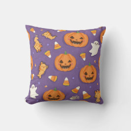 Halloween Pumpkin & Ghost Square Pillow Kudde