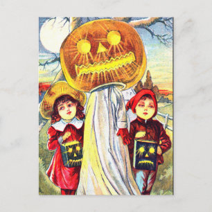 Halloween Pumpkin Ghost Vykort