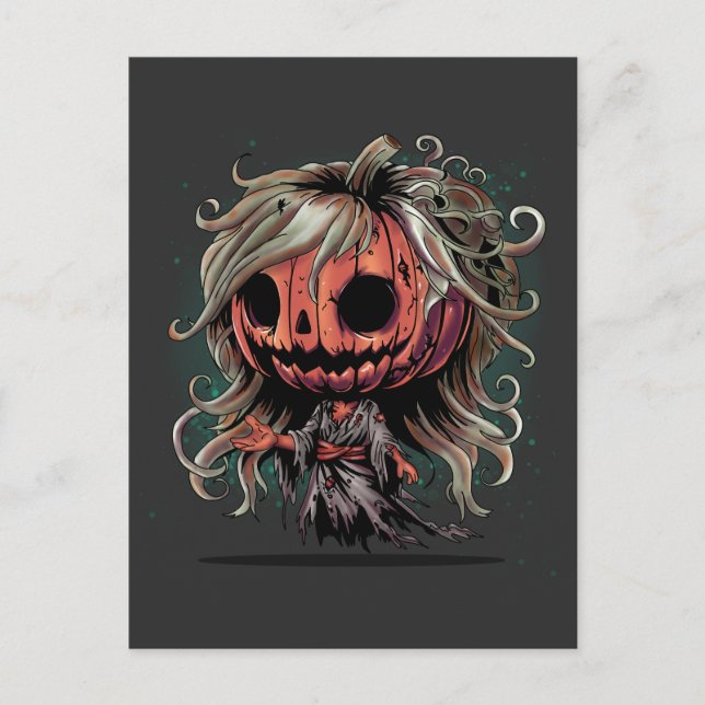 Halloween Pumpkin Ghoul Vykort (Framsida)