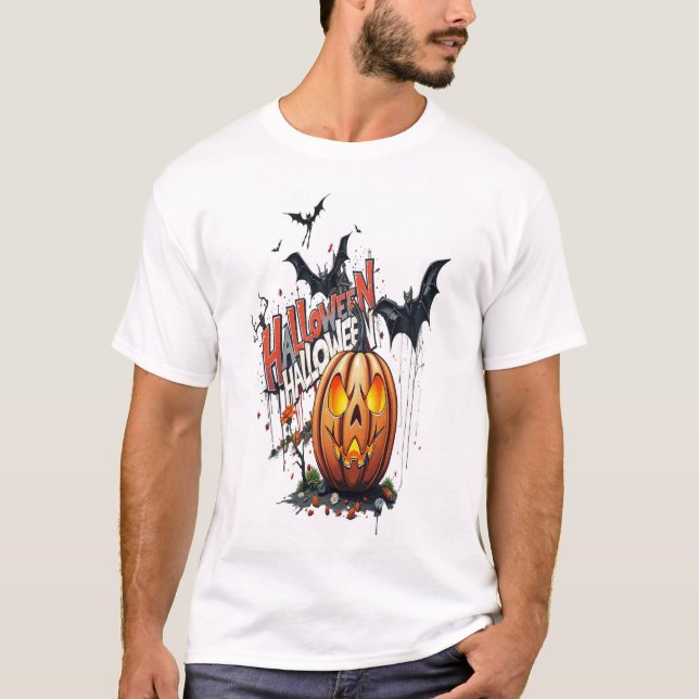 halloween pumpkin graffiti art T-Shirt (Framsida)