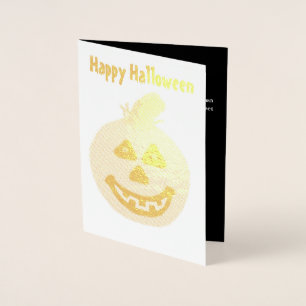 Halloween Pumpkin guldfärgat gratulationskort Folierat Kort
