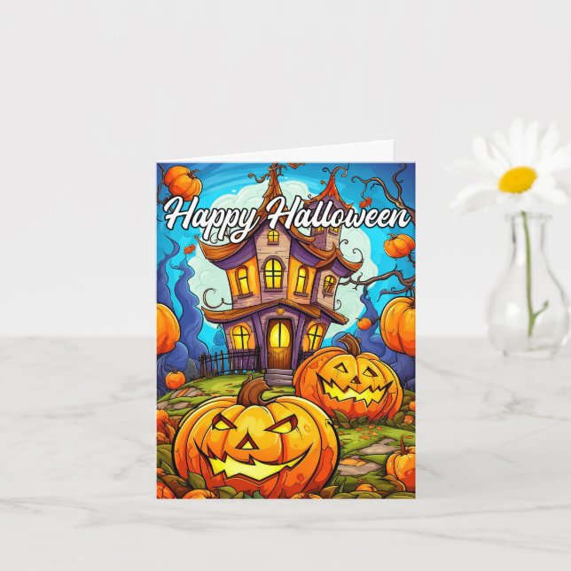 Halloween Pumpkin & Haunted House Kort (Liten växt)