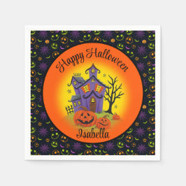 Halloween Pumpkin Haunted House NAMN Birthday Pappersservett