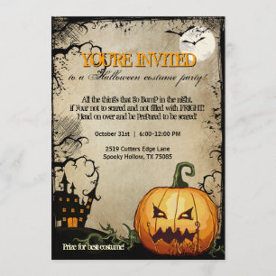 Halloween Pumpkin Haunted House Party-inbjudningar Inbjudningar