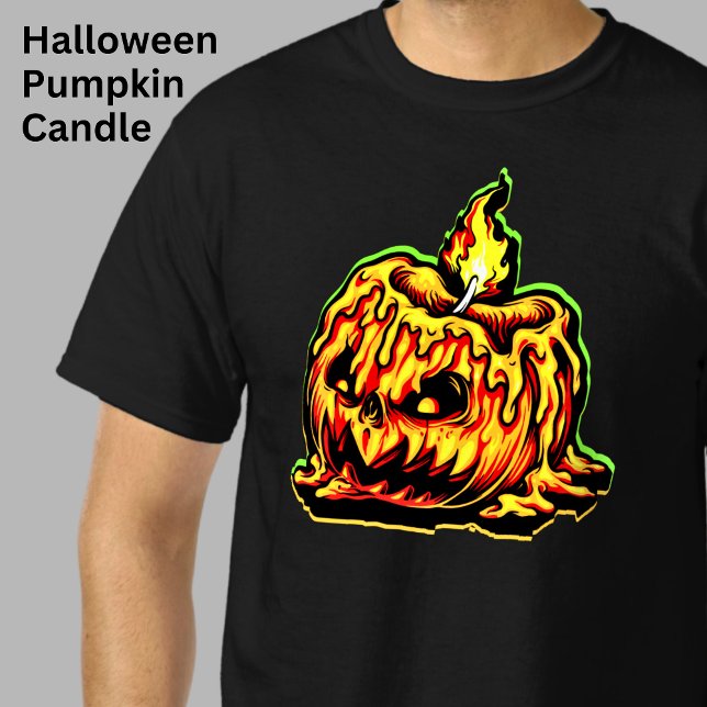 Halloween Pumpkin Head Flaming Burning Candle T Shirt (Skapare uppladdad)