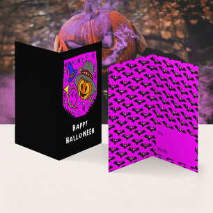 Halloween Pumpkin Horn Fladdermus Classroom Exchan Visitkort