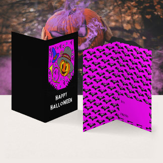 Halloween Pumpkin Horn Fladdermus Classroom Exchan Visitkort