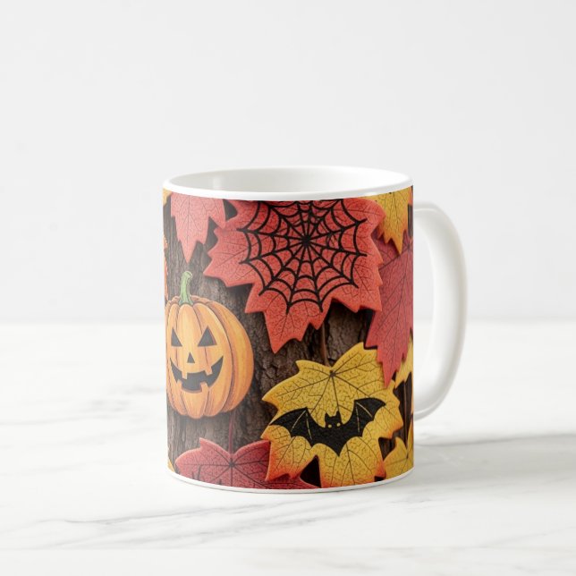 Halloween Pumpkin & Höst löv Coffee Mugg (Framsida höger)