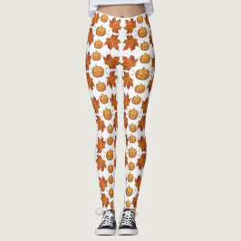 Halloween Pumpkin & Höst löv Mönster Leggings