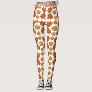 Halloween Pumpkin & Höst löv Mönster Leggings