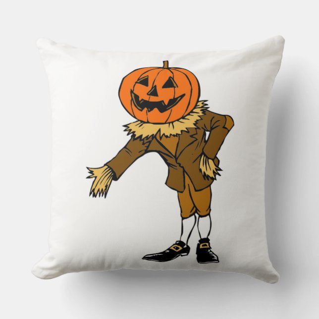 HALLOWEEN PUMPKIN HUAD FÅGELSKRÄMMA PILGRIM KUDDE (Framsida)