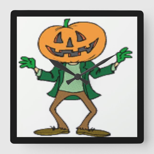 HALLOWEEN PUMPKIN HUAD FYRKANTIG KLOCKA (Framsida)