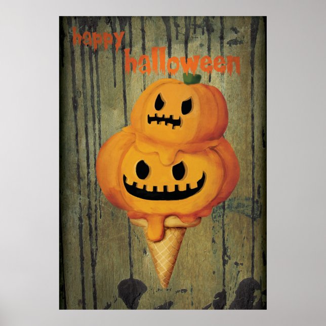 Halloween Pumpkin Ice Cream Cone Poster (Framsidan)