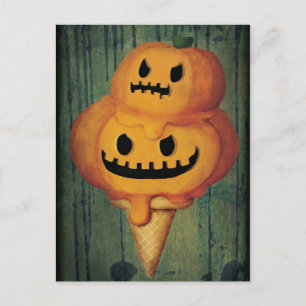 Halloween Pumpkin Ice Cream Cone Vykort